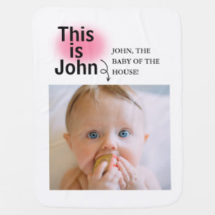 Minimal and Funny Custom Baby Add Photo With Text  Baby Blanket