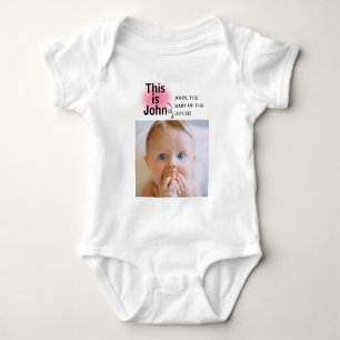 Minimal and Funny Custom Baby Add Photo With Text  Bodysuit
