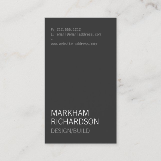 Minimal and Modern Dark Gray Business Card (Front)