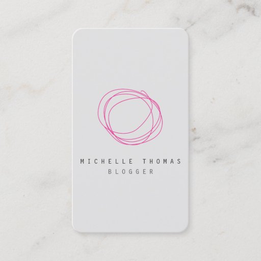 Customizable Minimal and Modern Designer Scribble Logo in Pink Business Card Templates