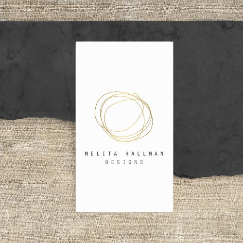 Minimal and Modern Gold Designer Scribble Logo Business Card