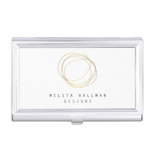 Minimal and Modern Gold Designer Scribble Logo Case For Business Cards