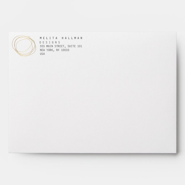 Minimal and Modern Gold Designer Scribble Logo Envelope (Front)