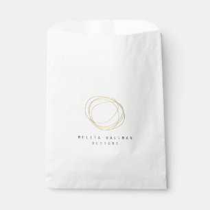 Minimal and Modern Gold Designer Scribble Logo Favor Bag