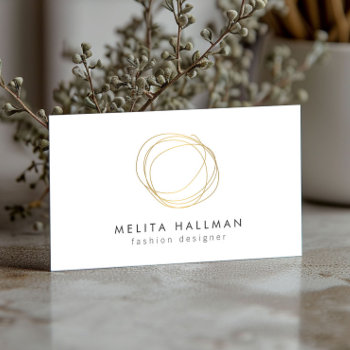 Minimal And Modern Gold Designer Scribble Logo Ii Business Card by 1201am at Zazzle
