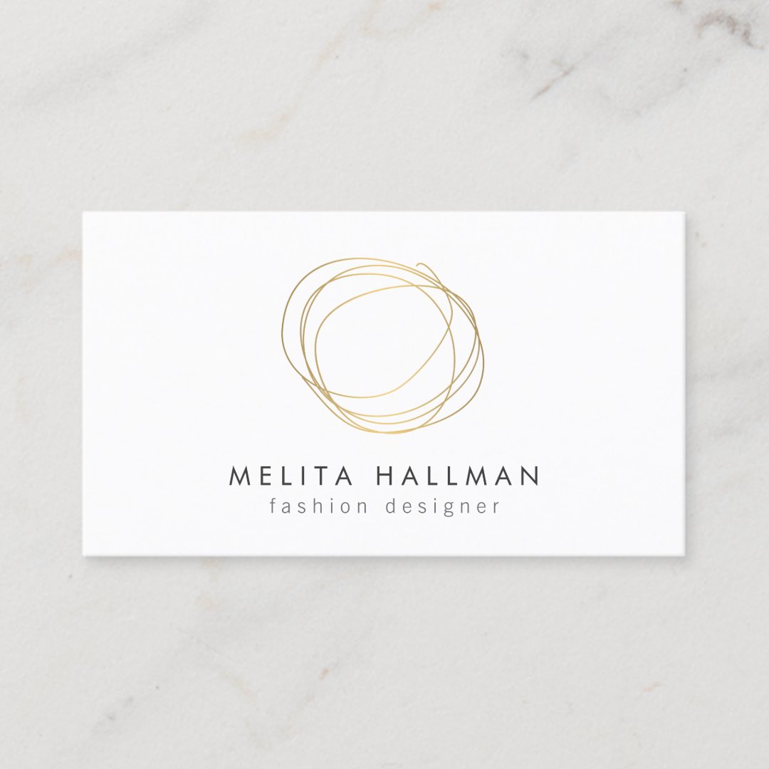 Minimal and Modern Gold Designer Scribble Logo II Business Card | Zazzle