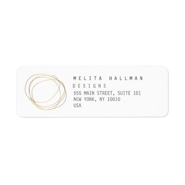 Minimal and Modern Gold Designer Scribble Logo Label (Front)