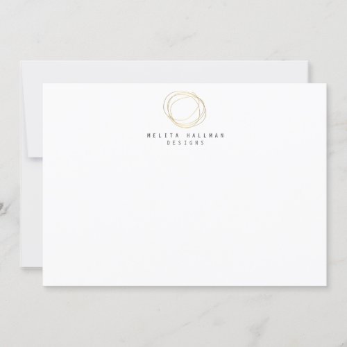 Designer Scribble Logo in Gold Flat Notecard Personalized Invites