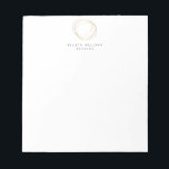 Minimal and Modern Gold Designer Scribble Logo Notepad<br><div class="desc">A hand-drawn scribble circle in faux metallic gold becomes an unconventional, yet modern and abstract logo on this personalized notepad. Your name or company name is grounded in a minimal font set on a white background. This design is part of a series of coordinating office supplies to help brand your...</div>