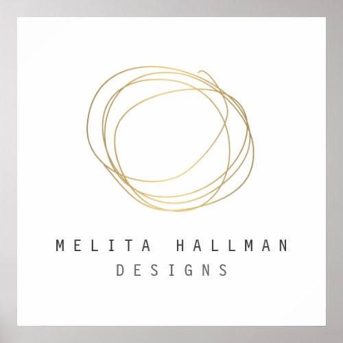 Minimal and Modern Gold Designer Scribble Logo Poster