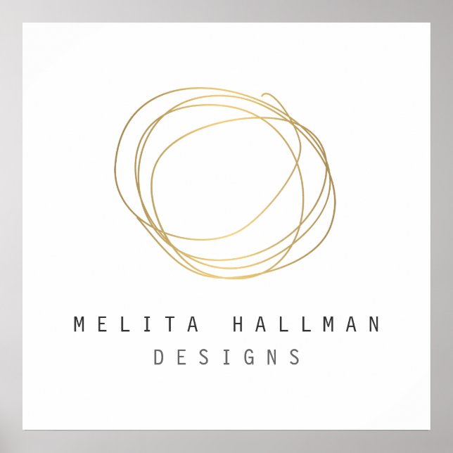 Minimal and Modern Gold Designer Scribble Logo Poster (Front)