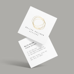 Minimal and Modern Gold Designer Scribble Logo Square Business Card