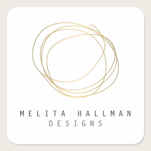 Minimal and Modern Gold Designer Scribble Logo Square Sticker