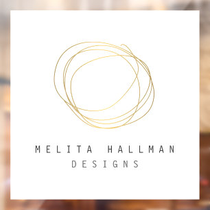 Minimal and Modern Gold Designer Scribble Logo  Window Cling