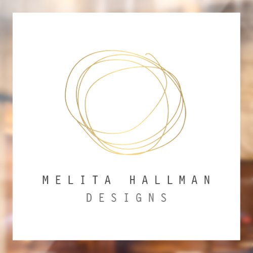 Minimal and Modern Gold Designer Scribble Logo  Window Cling