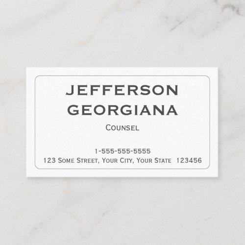 Minimal and Plain Counsel Business Card