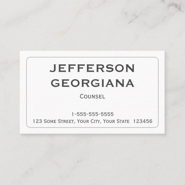 Minimal and Plain Counsel Business Card (Front)