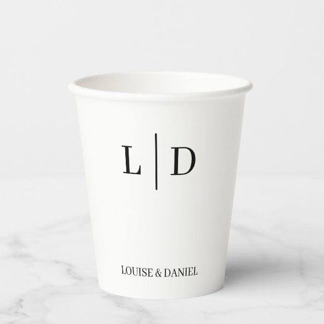 Minimal and Simple Personalized Wedding Paper Cups (Front)