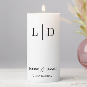 Minimal and Simple Personalized Wedding Pillar Candle
