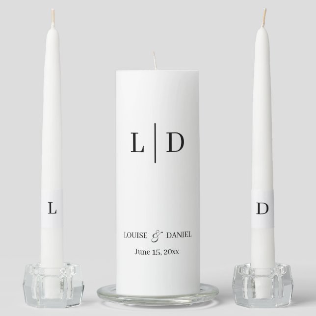 Minimal and Simple Personalized Wedding Unity Candle Set (Front)
