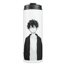 Minimal Anime Boy Thermal Tumbler