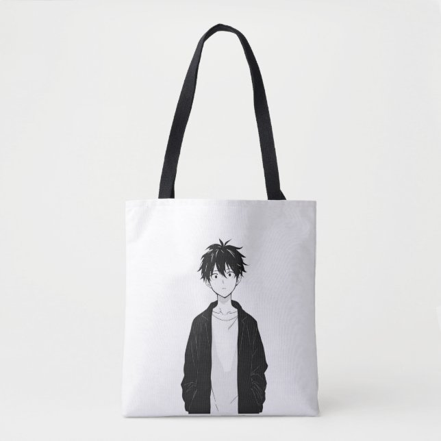 Minimal Anime Boy Tote Bag (Front)