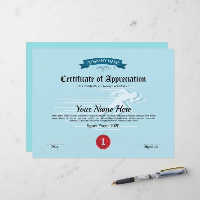 Minimal Appreciation Certificate Template (Front/Back In Situ)