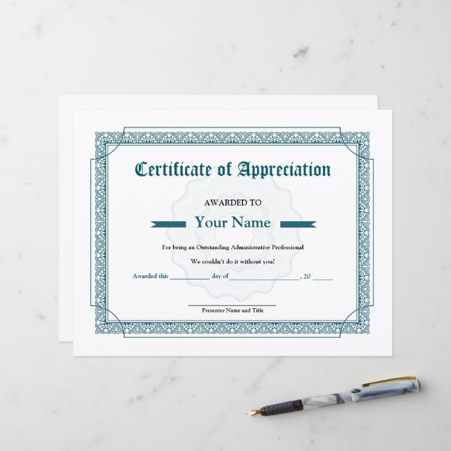 Minimal Appreciation Certificate Template (Front/Back In Situ)