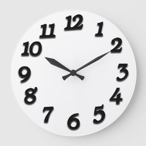 Minimal Arabic Numbers Classic Black White Large Clock