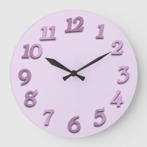 Minimal Arabic Numbers Orchid Pink Purple Lavender Large Clock