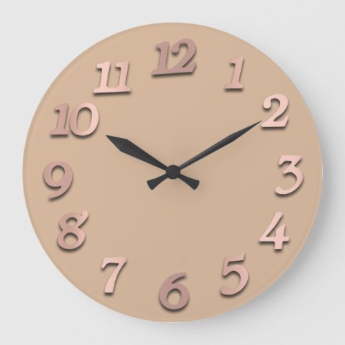Minimal Arabic Numbers Rose Skinny Gold Blush Large Clock