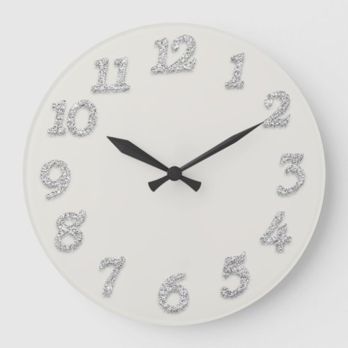 Minimal Arabic Numbers White Gray Pastel Large Clock