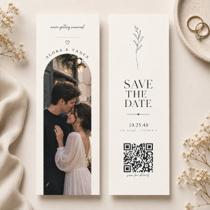 Minimal Arch Photo QR Code Save The Date Bookmarks
