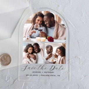 Minimal Arch Shape 3-Photo Collage Save the Date