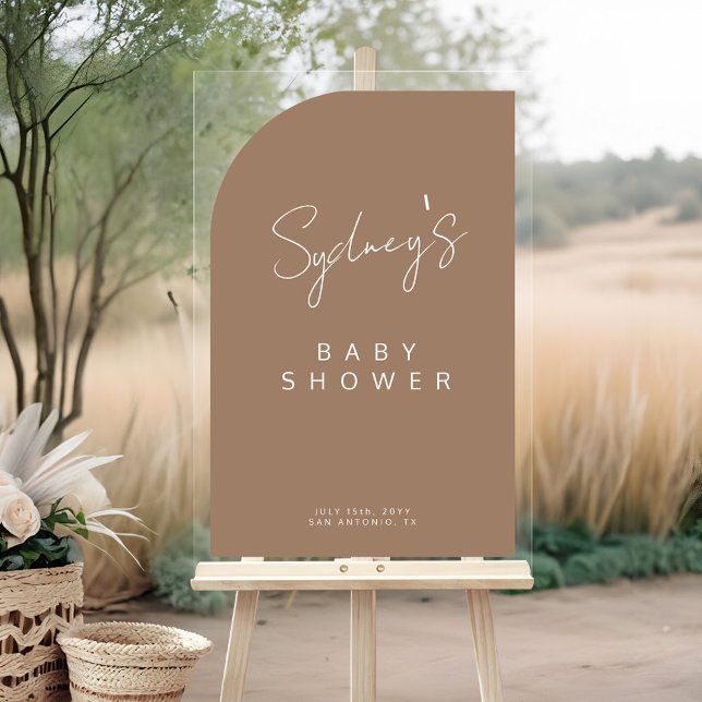 Minimal Arch Shape Brush Script Baby Shower Acrylic Sign (Minimal Arch Shape Brush Script Baby Shower Acrylic Sign)