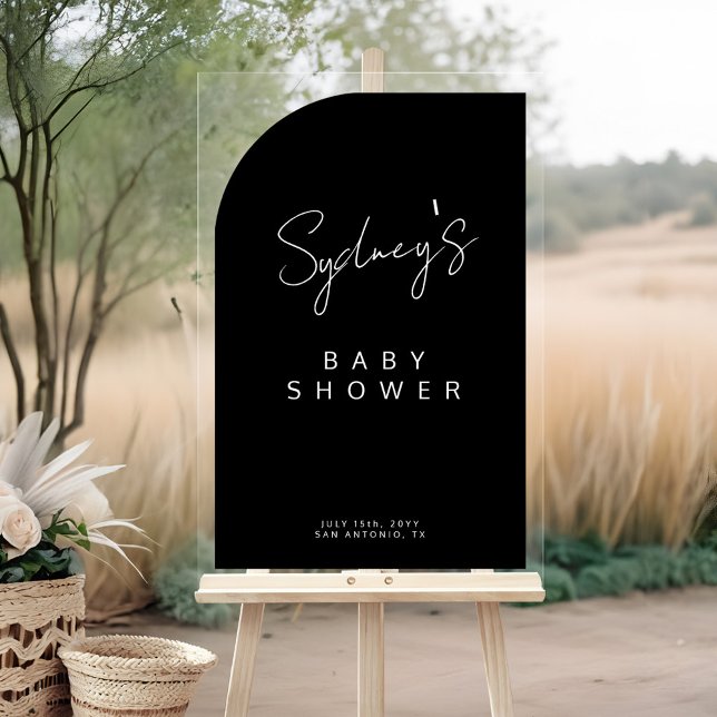 Minimal Arch Shape Brush Script Baby Shower Acrylic Sign (Minimal Arch Shape Brush Script Baby Shower Acrylic Sign)