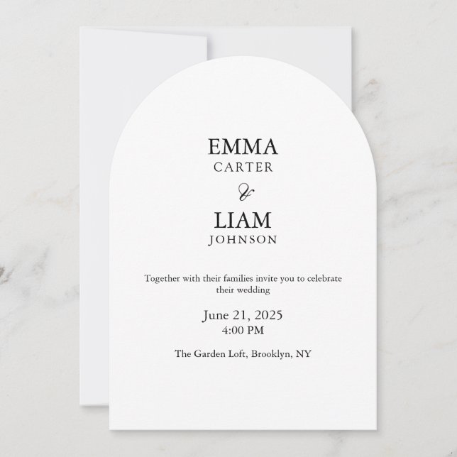 Minimal Arch Wedding Invitation Editable Elegant (Front)