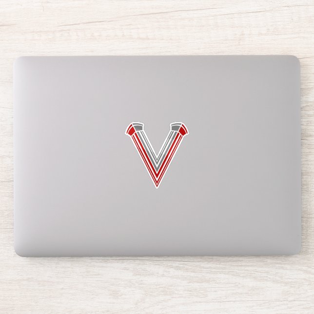 Minimal Architectural Letter V Monogram Sticker (Computer)