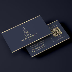 Minimal Architecture Studio Dark Navy Architect Business Card