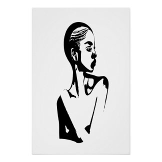 minimal art black and white woman posing wall art