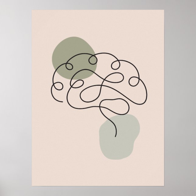 Minimal art brain anatomy poster  (Front)