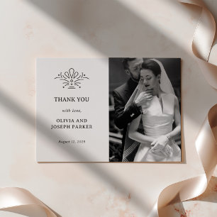 Minimal Art Deco   Wedding Thank You Letterpress Photo Cards