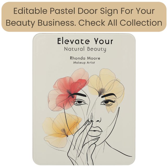 Minimal Art Line Face Flowers Beauty Logo Door Sign (Creator Uploaded)