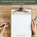 Minimal Art Line Face Pastel Beauty Logo Letterhead<br><div class="desc">Picture yourself as a skilled beauty expert ready to impress clients with your trendy style and attention do details. This elegant and simple letterhead showcases simple facial line art in combined with pastel and watercolor flowers. Perfect for makeup professionals, cosmeticians, beauty salon owners, lash consultants and skincare experts, Whether you...</div>
