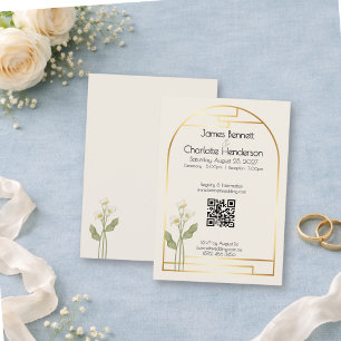 Minimal Art Nouveau Gold Arch Calla Lily Wedding Enclosure Card