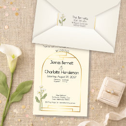 Minimal Art Nouveau Gold Arch Calla Lily Wedding Label