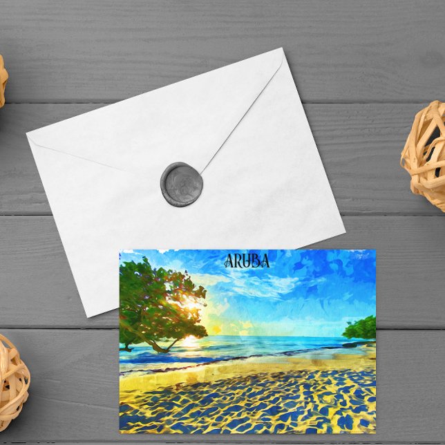 Minimal Aruba Caribbean Island Beach Scenery Postcard (aruba tropical beach sunshine ocean postcard)