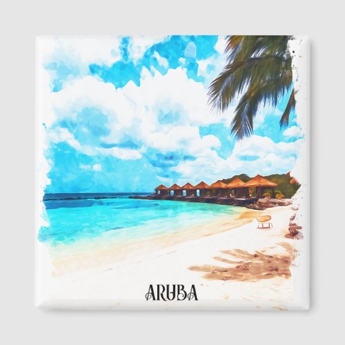 Minimal Aruba Caribbean Island Vacation Magnet