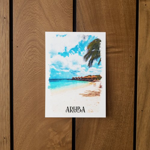 Minimal Aruba Caribbean Island Vacation Postcard