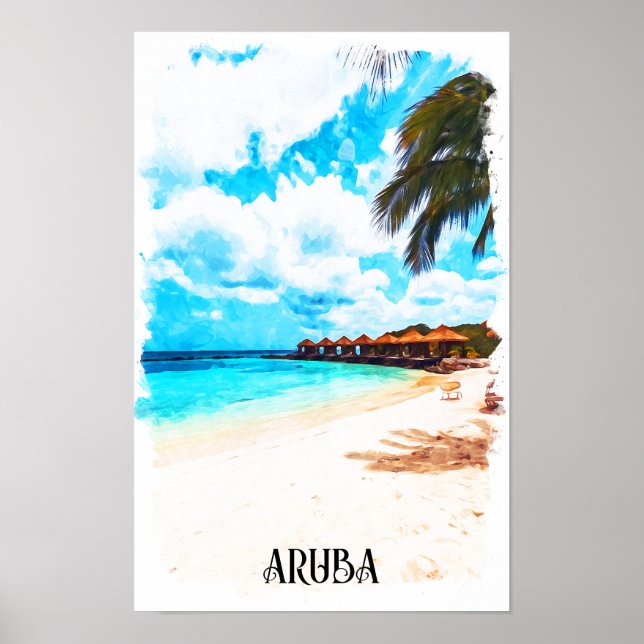 Minimal Aruba Caribbean Island Vacation Poster (Front)